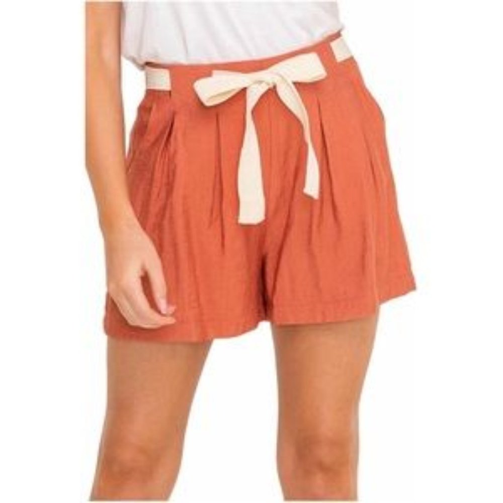 All in Favor Rust Shorts with Cream Belt